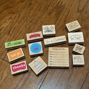 ***SOLD***Stamping’ Up Celebration Rubber stamps set bundle—13 total